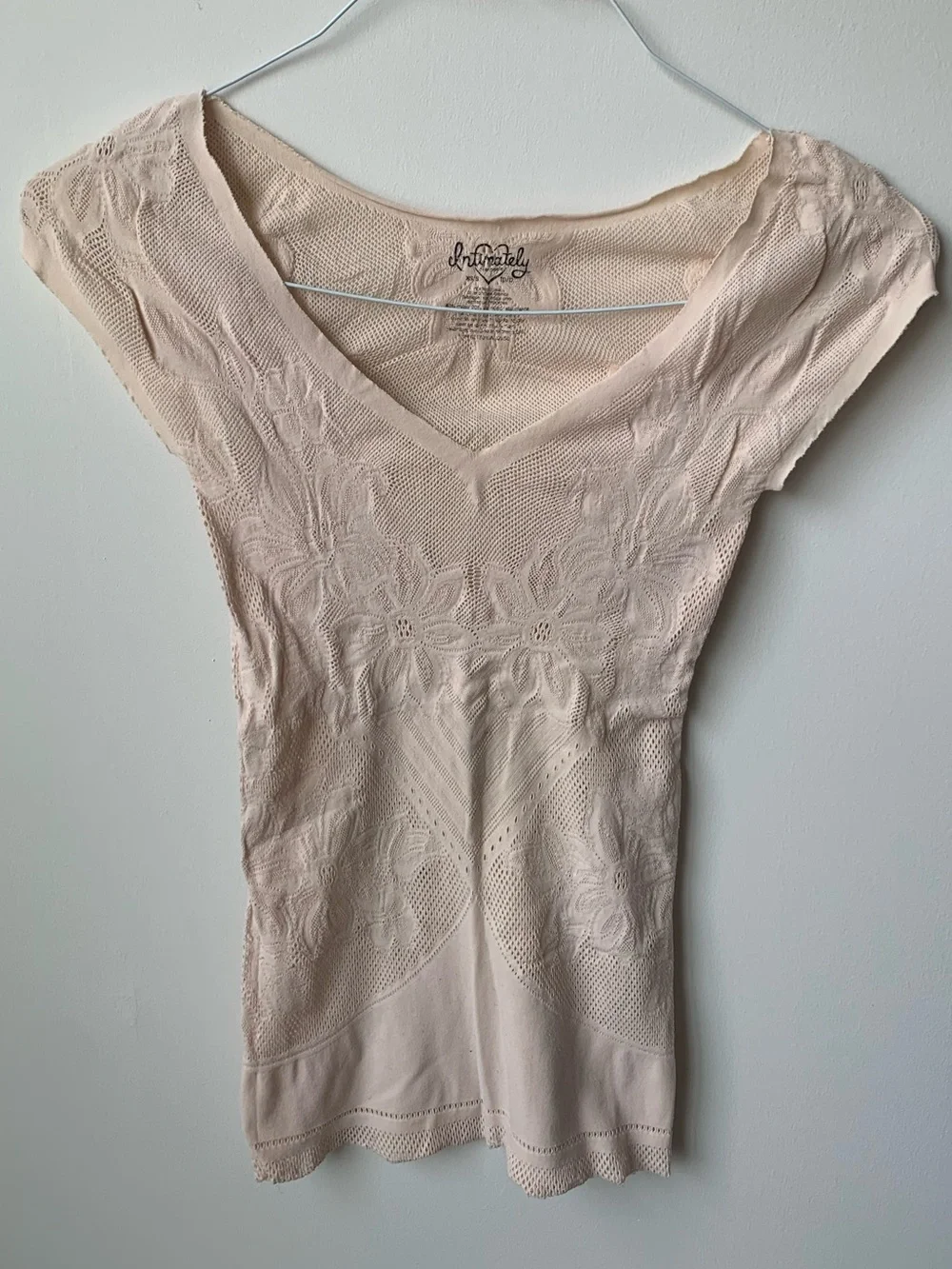 Light Pink Vintage Free People V-Neck Top - Picture 1 of 6
